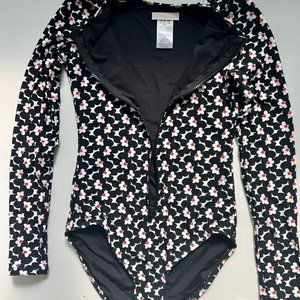 MICHAEL KORS 6 (S) 10 (M) Floral Front Long Sleeves Paddle Rashguard Swimsuit